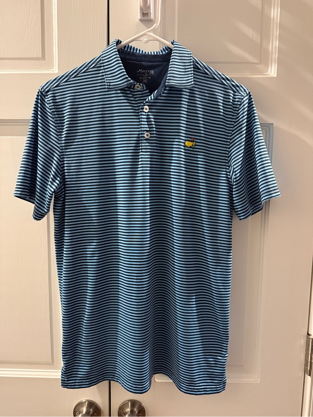 Masters Light Blue and Navy Striped Polo